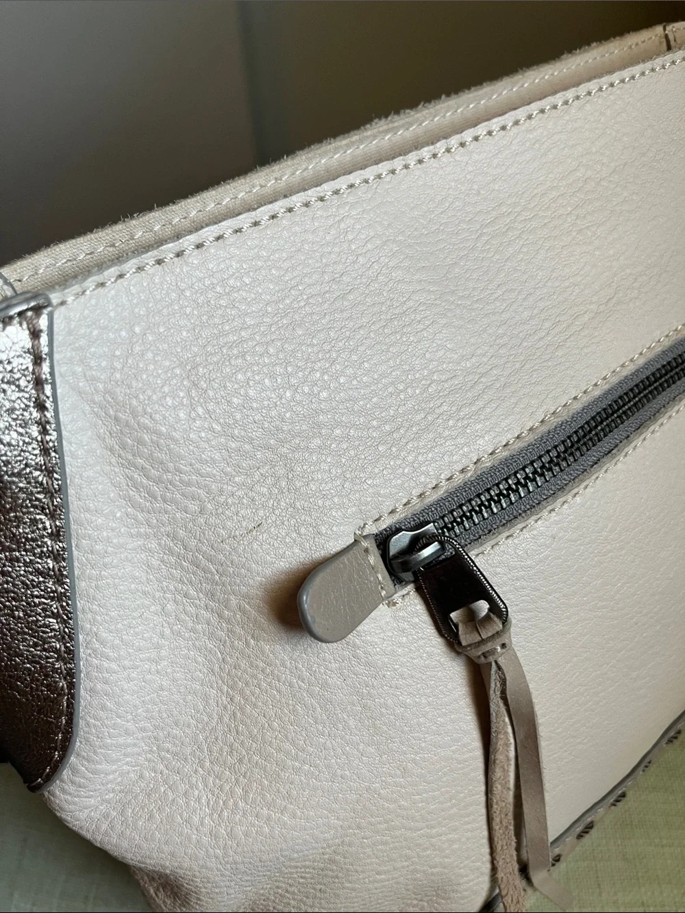 The Sak Cream Pebbled Leather Shoulder Bag with Brown Braided Handle - Picture 12 of 15